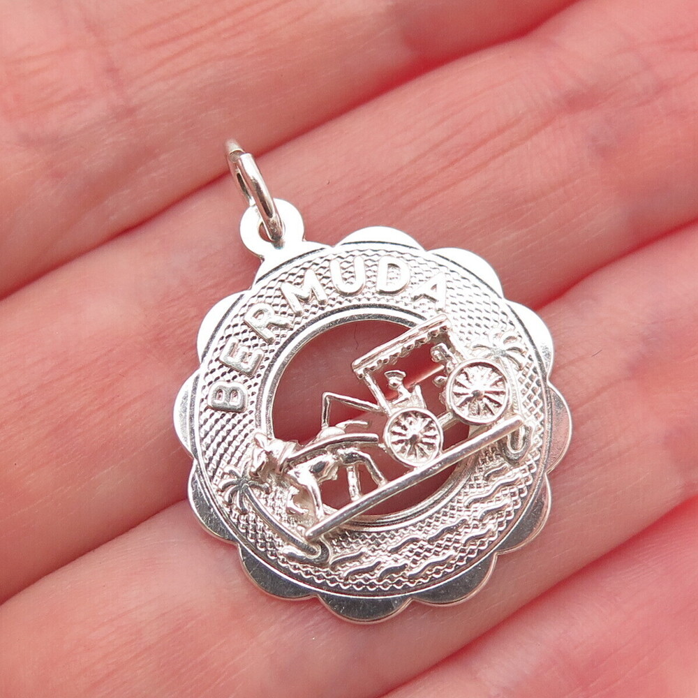 925 Sterling Silver Vintage Bermuda Carriage Charm Pendant